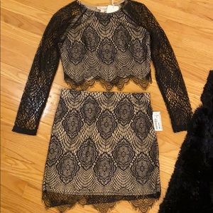 Lace Two Piece Set - Skirt & Long sleeve crop